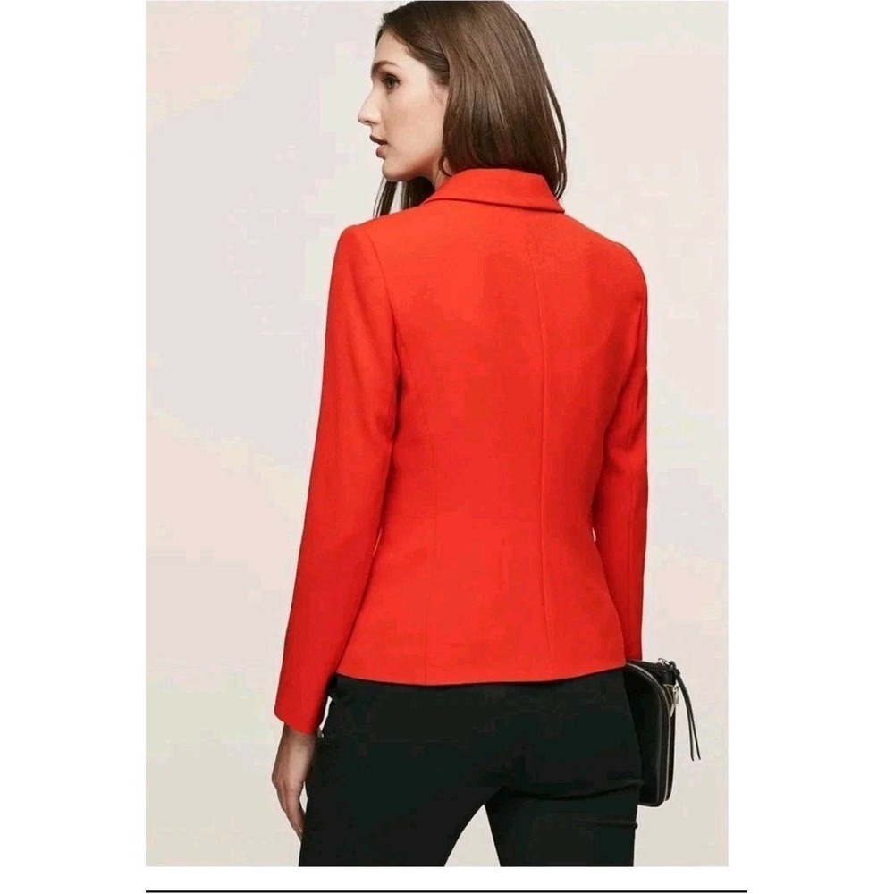 Reiss Izzy Cropped Jacket Red Sz. 6 Double Breasted Lined Chic Business Modern - Picture 4 of 16